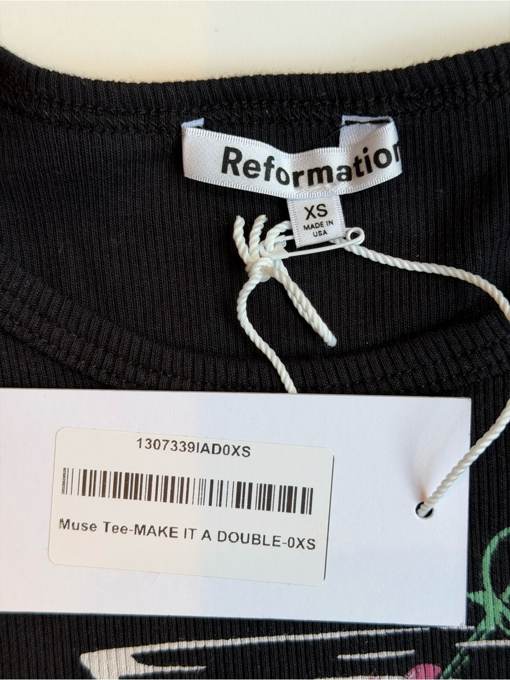 Reformation Black Muse, “Make it a Double” Graphic Tee, XS, NEW - Picture 3 of 3